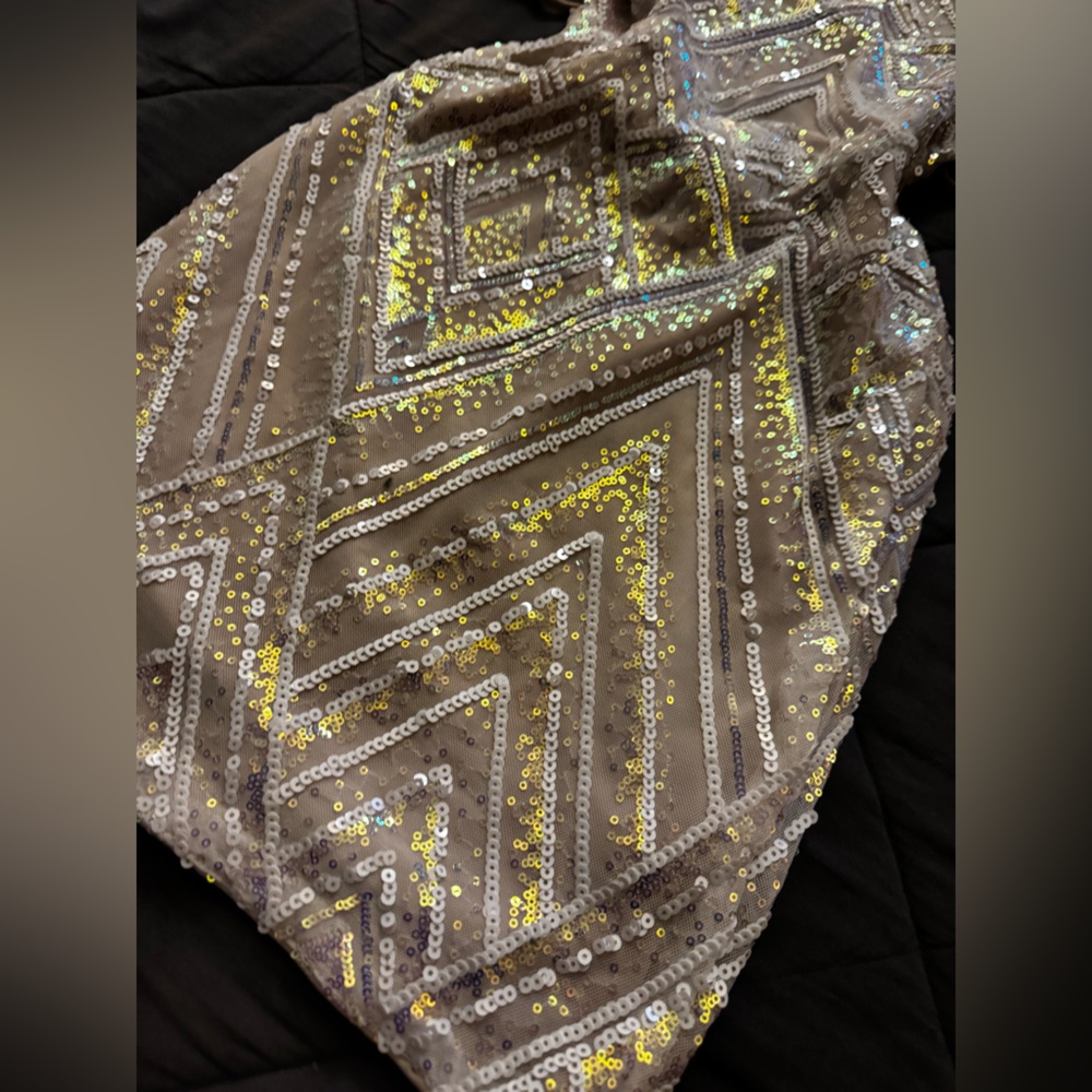 Sequin Tie Up Dress with Geometric Pattern - Picture 6 of 14